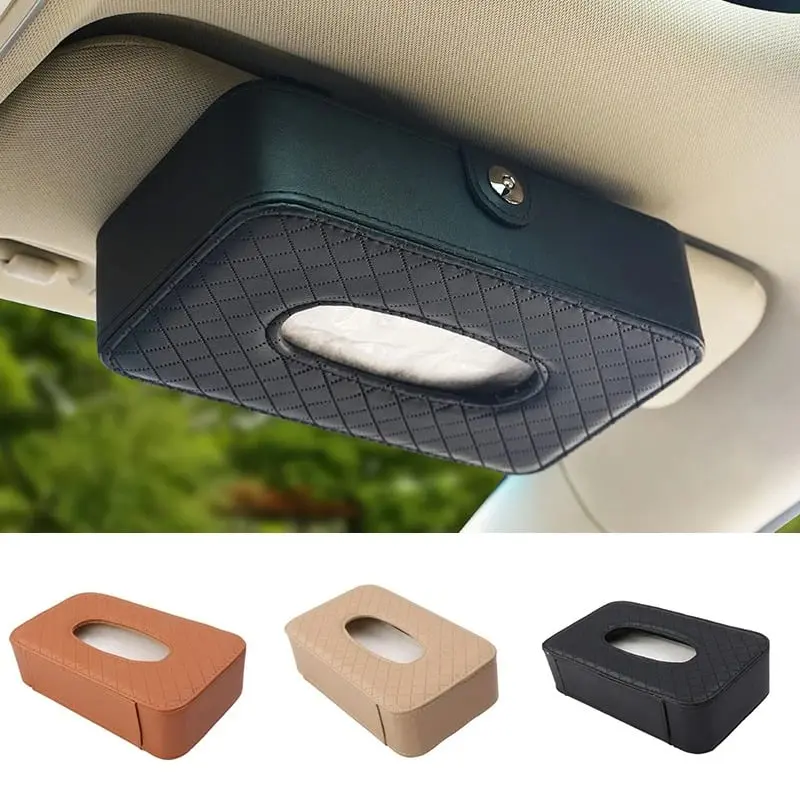 Car Sun Visor Tissue Box Holder Imported Pure Leather For Car