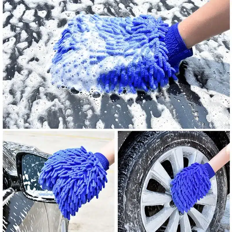 Ultra-Soft Microfiber Car Washing Hand Gloves for Scratch-Free Cleaning